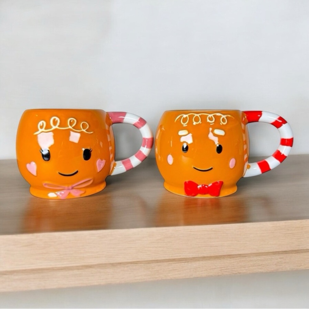 Target Gingerbread Boy and Girl Christmas Ceramic Mugs Set
